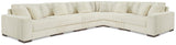 Ashley Furniture Lindyn sectional sofa with neutral fabric, featuring multiple cushions and a modern, spacious design.