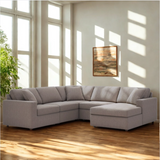 Ashley Furniture Modmax corner sectional with chaise, 5-piece set, featuring oyster-colored upholstery and a spacious design.