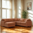 Ashley Furniture Modmax corner sectional with chaise, oyster fabric, left chaise, 5-piece living room sectional set.