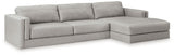 Ashley Furniture Amiata sectional with chaise, featuring plush fabric and modern design for comfortable living space.