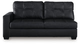 Ashley Furniture Barlin Mills sectional with chaise, showing plush fabric upholstery and modern design from a head-on view.