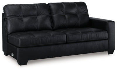 Ashley Furniture Barlin Mills sectional with chaise, showing a modern fabric sofa with plush cushions and a chaise lounge extension.