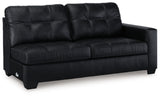 Ashley Furniture Barlin Mills sectional with chaise, showing a modern fabric sofa with plush cushions and a chaise lounge extension.