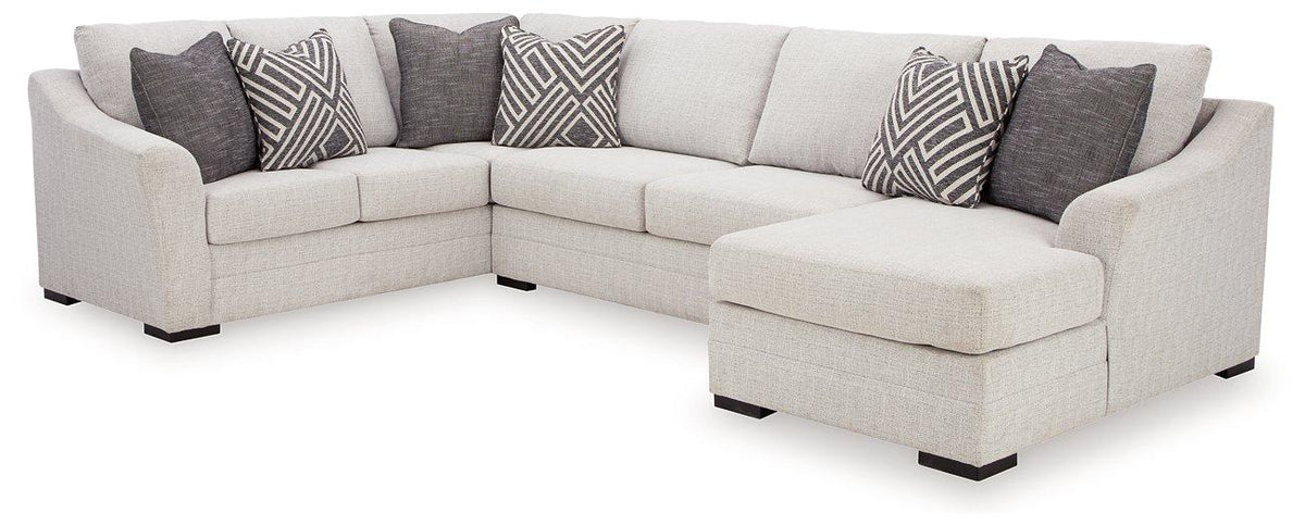 Ashley Furniture Koralynn sectional with chaise, showing plush fabric, modern design, and spacious seating arrangement.