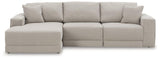 Ashley Furniture Next-Gen Gaucho Sectional Sofa with chaise, modern fabric sectional with plush cushions and wide chaise lounge.