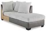 Ashley Furniture Clairette sectional with chaise in neutral fabric, featuring plush cushions and modern design.