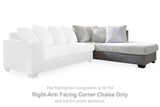 Ashley Furniture Clairette sectional with chaise showing plush fabric, modern design, and spacious seating arrangement.