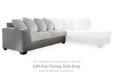 Ashley Furniture Clairette Court sectional with chaise in neutral fabric, featuring plush cushions and modern design.
