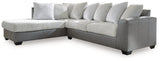 Ashley Furniture Clairette Court sectional with chaise, showing plush fabric, modern design, and spacious seating arrangement.