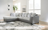 Clairette sectional with chaise by Ashley Furniture, showcasing a modern fabric sofa with a spacious chaise lounge.