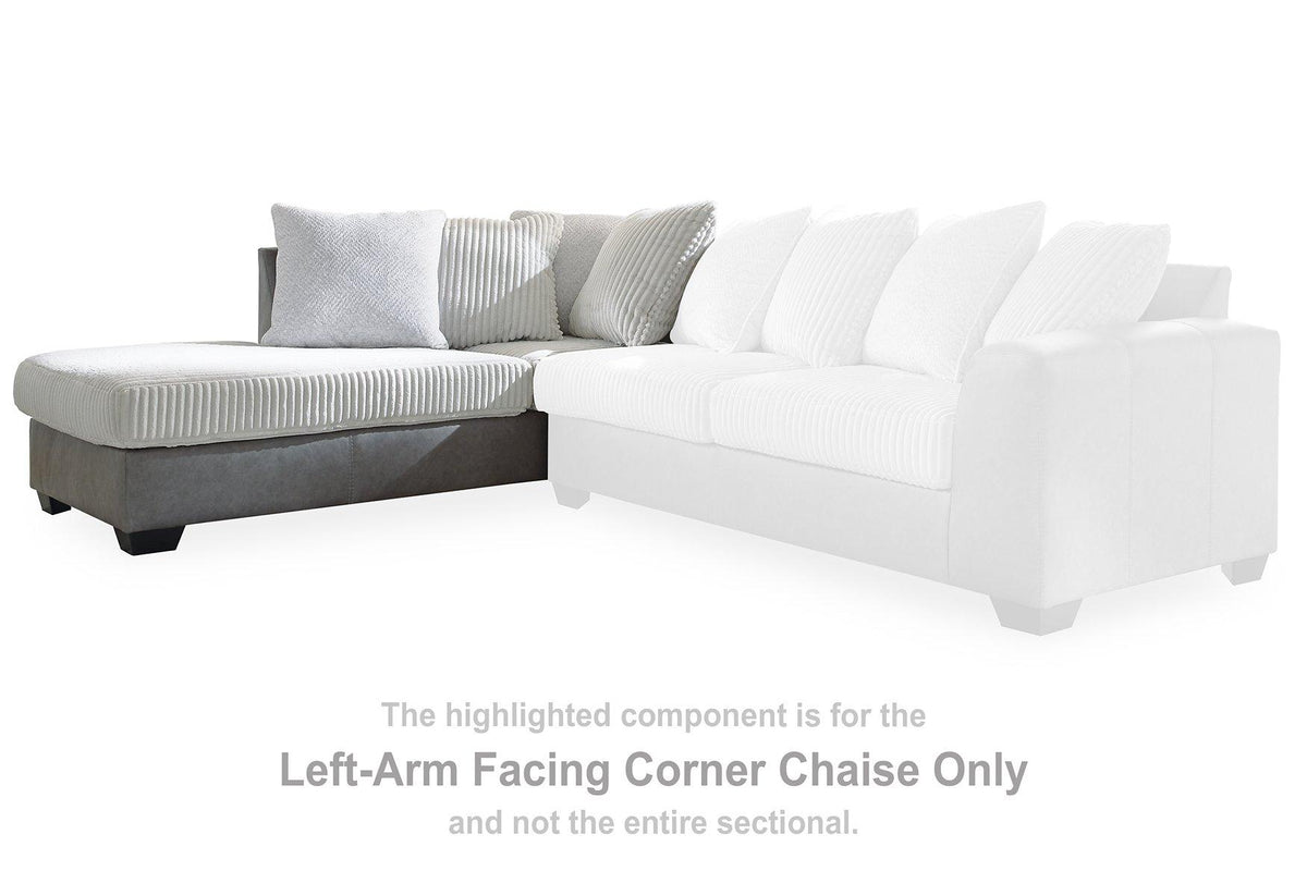 Ashley Furniture Clairette Court Sectional with chaise, featuring plush upholstery and modern design for a comfortable living space.