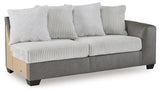 Ashley Furniture Clairette sectional with chaise, beige fabric upholstery, featuring plush cushions and modern design.
