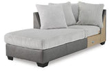 Ashley Furniture Clairette Court Sectional with Chaise in neutral fabric, featuring plush cushions and modern design.