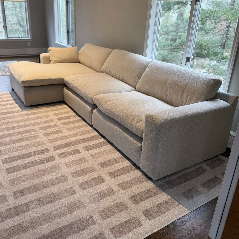 Ashley Furniture Atlas Cloud sectional with right-facing chaise, 3-piece fabric sofa set, featuring plush cushions and modern design