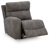 Ashley Furniture Next-Gen DuraPella Power Reclining Sectional shown from an angled open view, featuring plush cushions and modern design.