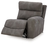 Ashley Furniture Next-Gen DuraPella Power Reclining Sectional shown from an open angle, featuring plush cushions and modern design.