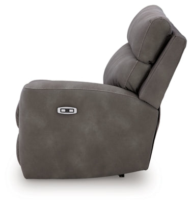 Ashley Furniture Next-Gen DuraPella power reclining sectional with plush cushions and modern design, shown from the side.