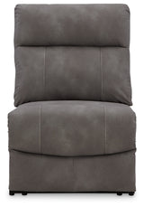 Ashley Furniture Next-Gen DuraPella power reclining sectional with plush cushions and modern design, shown from a front head-on view.