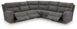 Ashley Furniture Next-Gen DuraPella Power Reclining Sectional with plush cushions and modern design, shown open for reclining.