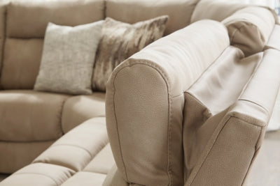 Ashley Furniture Next-Gen DuraPella power reclining sectional featuring plush cushions and modern design, shown in close-up detail.