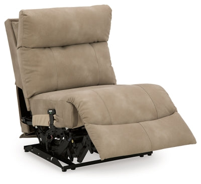 Ashley Furniture Next-Gen DuraPella power reclining sectional with open angle view, showcasing plush cushions and reclining features.