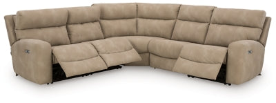 Open view of Ashley Furniture Next-Gen DuraPella Power Reclining Sectional with plush cushions and reclining seats.