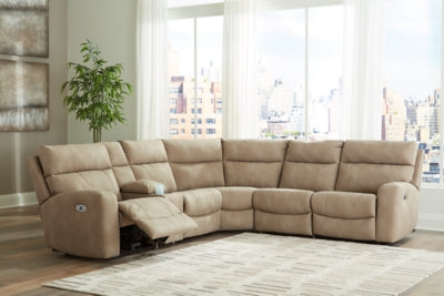Ashley Furniture Next-Gen DuraPella power reclining sectional with plush cushions and modern design, shown in a spacious living room setting.