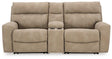 Ashley Furniture Next-Gen DuraPella power reclining sectional loveseat with built-in console, showing plush cushions and modern design.