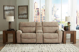 Ashley Furniture Next-Gen DuraPella power reclining sectional loveseat with console, showing plush fabric and modern design.
