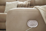 Ashley Furniture Next-Gen DuraPella Power Reclining Sectional Loveseat with built-in console, showing plush cushions and reclining seats.