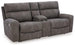 Ashley Furniture Next-Gen DuraPella power reclining sectional loveseat with console, showing plush cushions and reclining features.