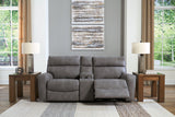 Ashley Furniture Next-Gen DuraPella power reclining sectional loveseat with console, featuring plush cushions and modern design.