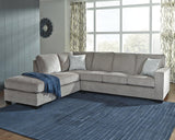 Ashley Furniture Altari sectional with chaise, showcasing a modern fabric sofa with a spacious chaise lounge and clean design.