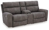 Ashley Furniture Next-Gen DuraPella power reclining sectional loveseat with console, featuring plush cushions and modern design.