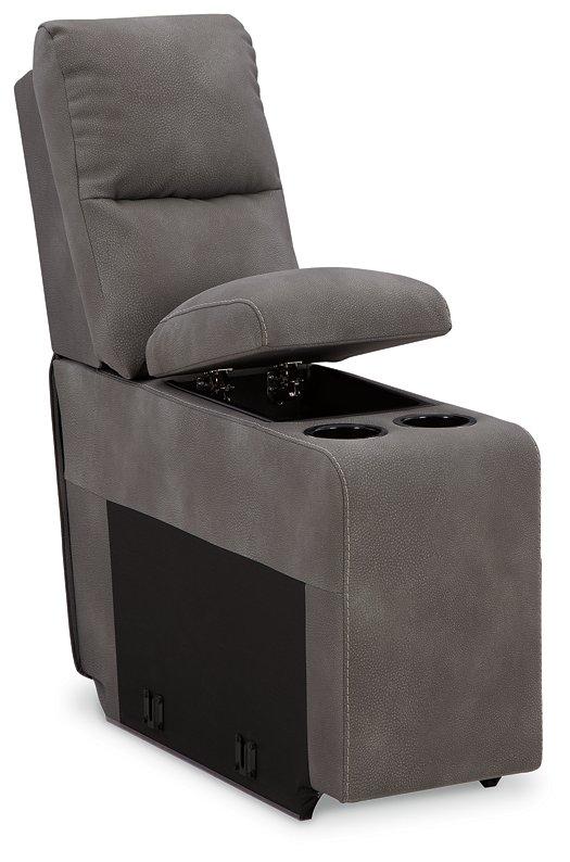 Ashley Furniture Next-Gen DuraPella power reclining sectional loveseat with built-in console, featuring plush cushions and modern design.