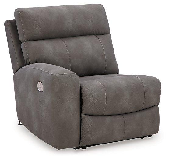 Ashley Furniture Next-Gen DuraPella Power Reclining Sectional Loveseat with built-in console, featuring plush cushions and modern design.