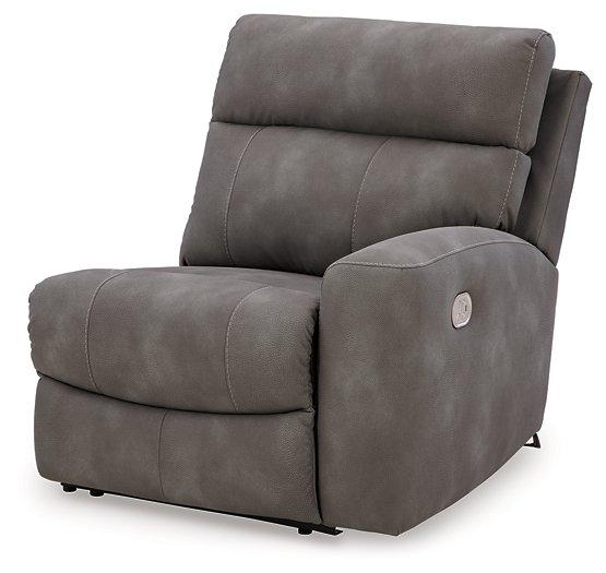 Ashley Furniture Next-Gen DuraPella Power Reclining Sectional Loveseat with Console showing plush cushions and reclining features.