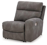 Ashley Furniture Next-Gen DuraPella Power Reclining Sectional Loveseat with Console showing plush cushions and reclining features.