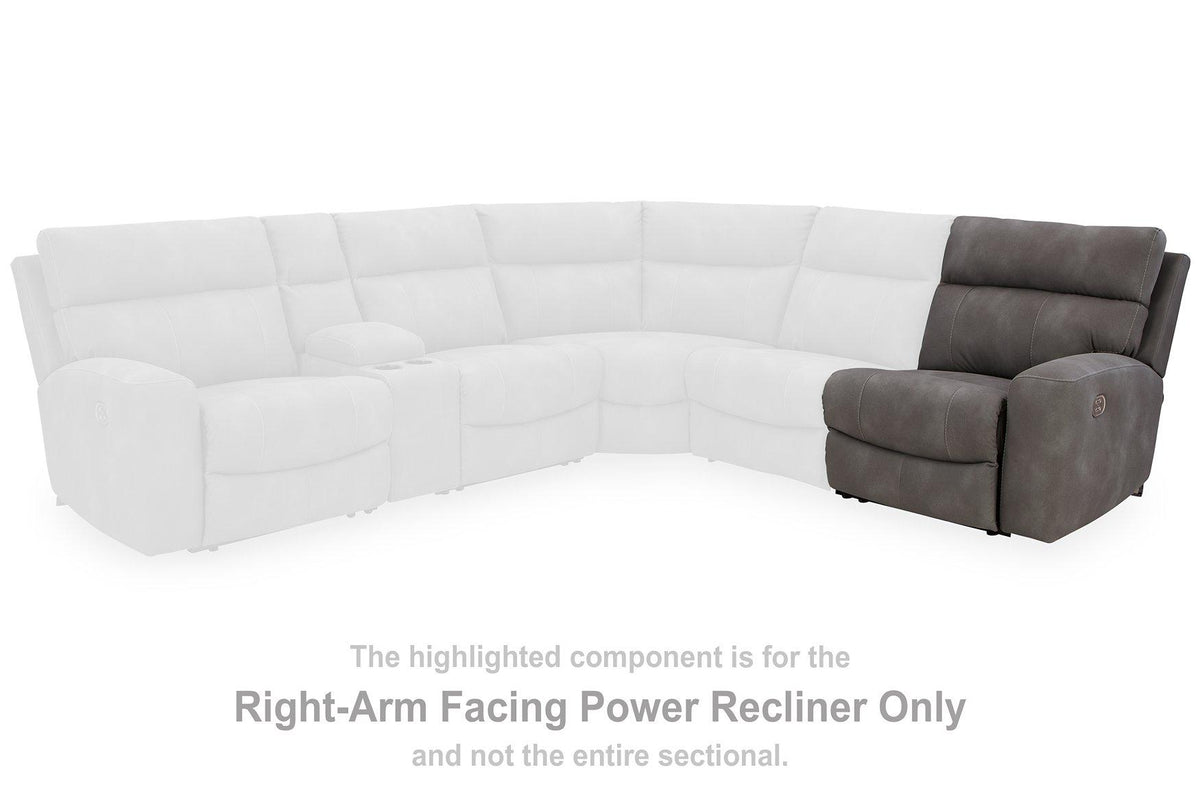 Ashley Furniture Next-Gen DuraPella power reclining sectional loveseat with console, featuring plush cushions and modern design.