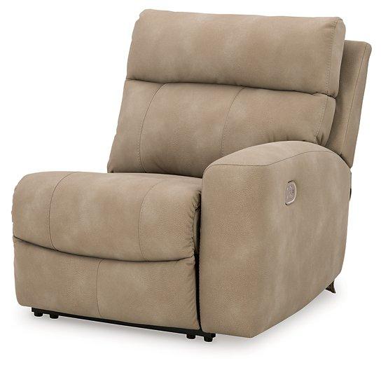 Ashley Furniture Next-Gen DuraPella Power Reclining Sectional Loveseat with Console, showcasing plush seating and built-in cupholders.