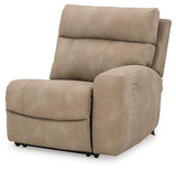 Ashley Furniture Next-Gen DuraPella Power Reclining Sectional Loveseat with Console, showcasing plush seating and built-in cupholders.