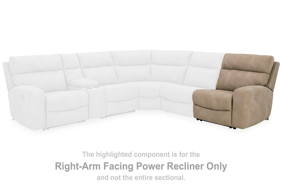 Ashley Furniture Next-Gen DuraPella Power Reclining Sectional Loveseat with built-in console and plush cushions.