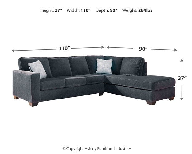 Altari Sleeper Sectional with Chaise by Ashley Furniture, showing a modern sectional sofa with a pull-out bed and chaise lounge.