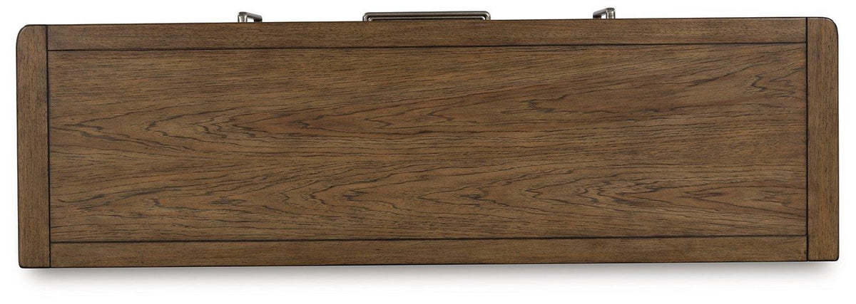 Ashley Furniture Cabalynn dining server with wood finish, featuring multiple storage compartments and elegant design.