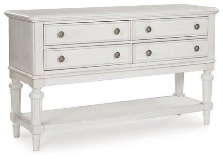 Montelaine dining server by Ashley Furniture with a wooden finish, featuring multiple storage drawers and elegant design.