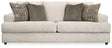 Ashley Furniture Soletren sofa sleeper with gray upholstery, showing the convertible sofa bed in a relaxed, open position.