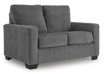 Ashley Furniture Rannis Sleeper Sofa showing the modern gray fabric upholstery and sleek design.