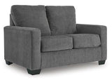 Ashley Furniture Rannis Sleeper Sofa showing the modern gray fabric upholstery and sleek design.
