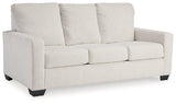 Ashley Furniture Rannis sleeper sofa showing a stylish, multi-functional sofa bed with neutral fabric and contemporary design.