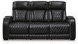 Ashley Furniture Boyington power reclining sofa with plush upholstery, showcasing its comfortable design and reclining feature.